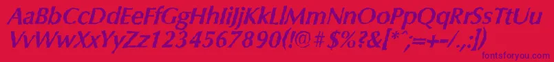 ColumbiarandomBolditalic Font – Purple Fonts on Red Background