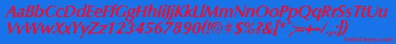 フォントColumbiarandomBolditalic – 赤い文字の青い背景