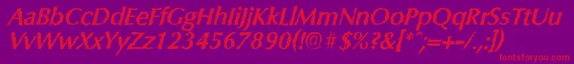 Fonte ColumbiarandomBolditalic – fontes vermelhas em um fundo violeta