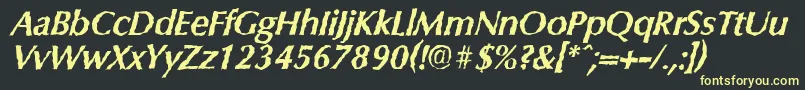 フォントColumbiarandomBolditalic – 黒い背景に黄色の文字