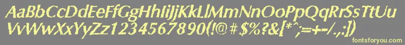 ColumbiarandomBolditalic-Schriftart – Gelbe Schriften auf grauem Hintergrund