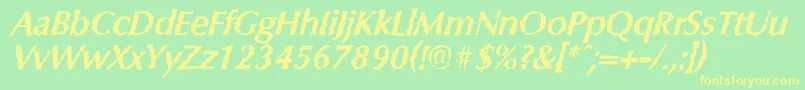 フォントColumbiarandomBolditalic – 黄色の文字が緑の背景にあります
