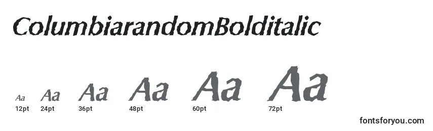 ColumbiarandomBolditalic Font Sizes