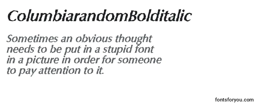 ColumbiarandomBolditalic Font