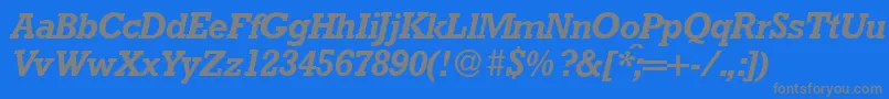 RambaultBolditalic-Schriftart – Graue Schriften auf blauem Hintergrund