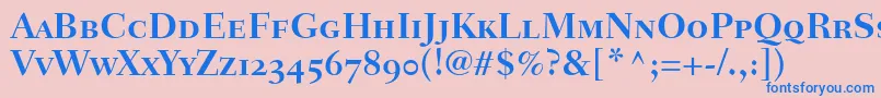 FairfieldLh75BoldSmallCapsOldStyleFigures-Schriftart – Blaue Schriften auf rosa Hintergrund