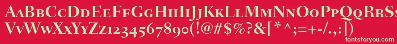 FairfieldLh75BoldSmallCapsOldStyleFigures Font – Green Fonts on Red Background