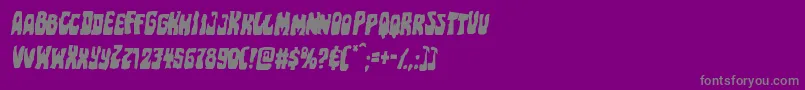 Pocketmonstermangleital-Schriftart – Graue Schriften auf violettem Hintergrund