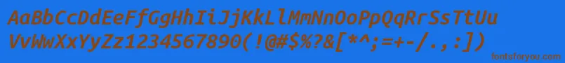 Ubuntumono Bolditalic Font – Brown Fonts on Blue Background