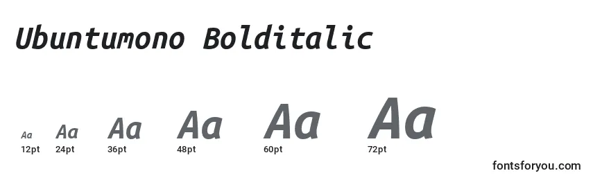 Размеры шрифта Ubuntumono Bolditalic