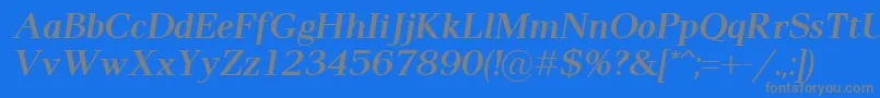 フォントPax2SemiboldItalic – 青い背景に灰色の文字