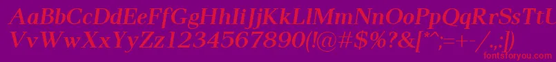 Pax2SemiboldItalic Font – Red Fonts on Purple Background