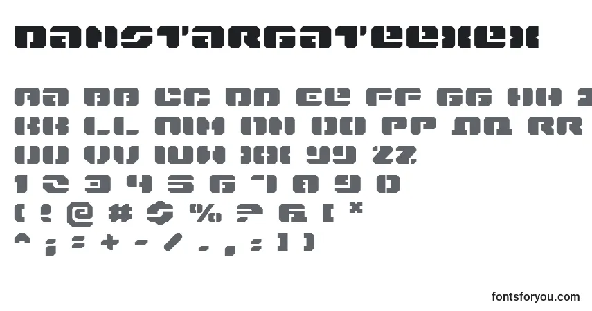 A fonte Danstargateexex – alfabeto, números, caracteres especiais