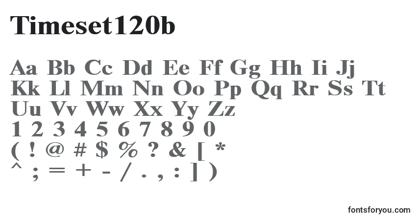 Czcionka Timeset120b – alfabet, cyfry, specjalne znaki