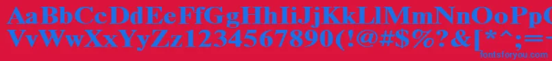 Timeset120b-fontti – siniset fontit punaisella taustalla