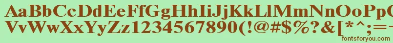 Timeset120b-fontti – ruskeat fontit vihreällä taustalla