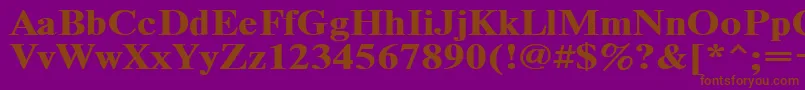 Timeset120b-fontti – ruskeat fontit violetilla taustalla