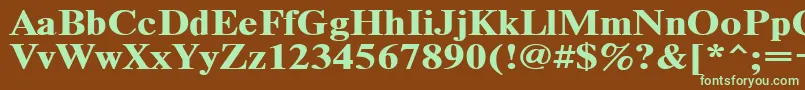 フォントTimeset120b – 緑色の文字が茶色の背景にあります。