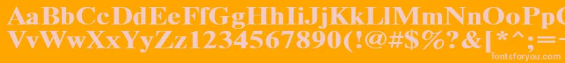 Timeset120b-Schriftart – Rosa Schriften auf orangefarbenem Hintergrund