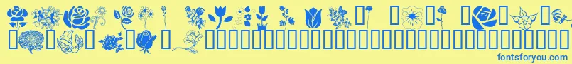 Wmflowers1 Font – Blue Fonts on Yellow Background