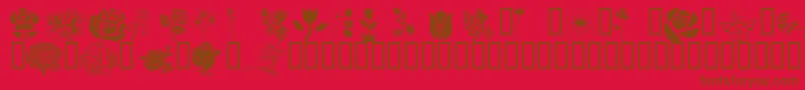 Saiba mais sobre a fonte Wmflowers1 Fonte Wmflowers1 – fontes marrons em um fundo vermelho