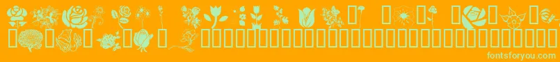 フォントWmflowers1 – オレンジの背景に緑のフォント