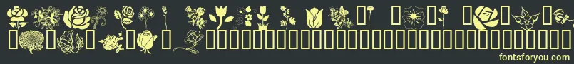 Wmflowers1-Schriftart – Gelbe Schriften auf schwarzem Hintergrund