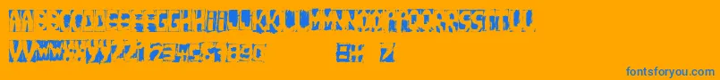 Handnegativ-Schriftart – Blaue Schriften auf orangefarbenem Hintergrund