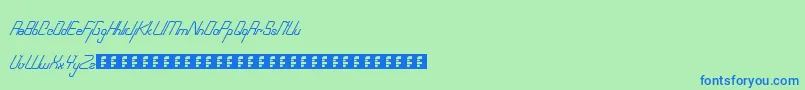 フォントRoboscript – 青い文字は緑の背景です。