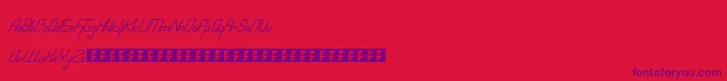 Roboscript-Schriftart – Violette Schriften auf rotem Hintergrund
