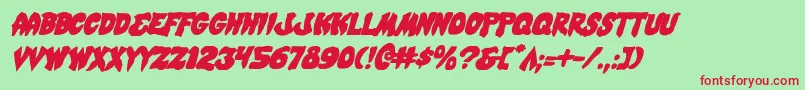 MysticSinglerItalic Font – Red Fonts on Green Background