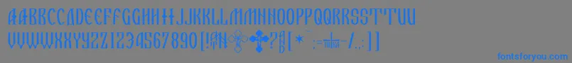 フォントIkonwrite – 灰色の背景に青い文字