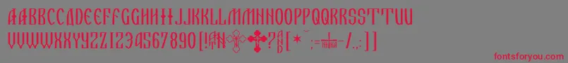 フォントIkonwrite – 赤い文字の灰色の背景
