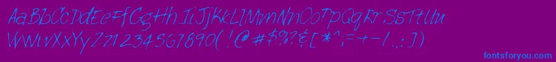 Lehn113-Schriftart – Blaue Schriften auf violettem Hintergrund