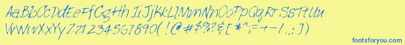 フォントLehn113 – 青い文字が黄色の背景にあります。