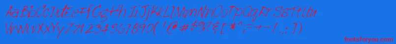 Lehn113-Schriftart – Rote Schriften auf blauem Hintergrund