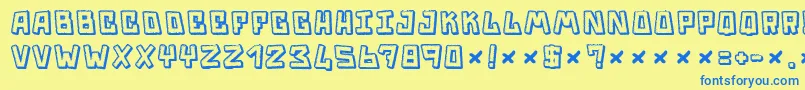 Trouble Font – Blue Fonts on Yellow Background