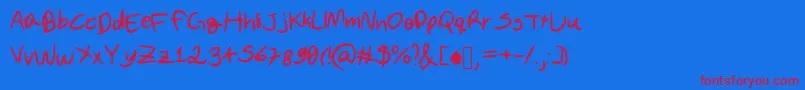 AnOriginalFontByDavi Font – Red Fonts on Blue Background