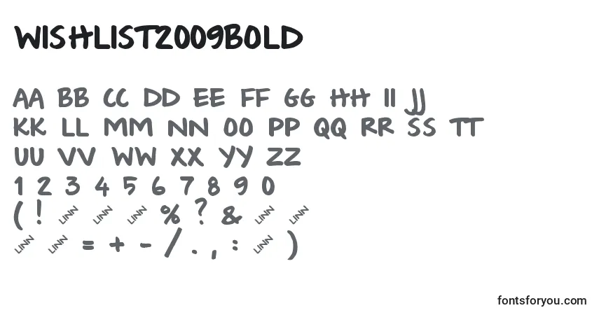 Czcionka Wishlist2009bold – alfabet, cyfry, specjalne znaki