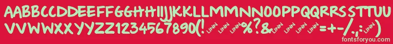 Wishlist2009bold-Schriftart – Grüne Schriften auf rotem Hintergrund