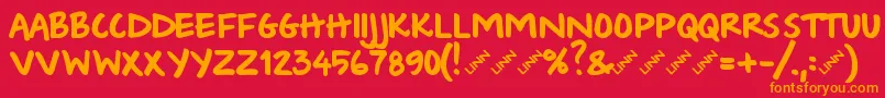 フォントWishlist2009bold – 赤い背景にオレンジの文字