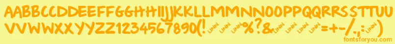 フォントWishlist2009bold – オレンジの文字が黄色の背景にあります。
