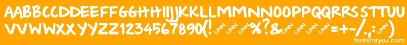 Wishlist2009bold-Schriftart – Weiße Schriften auf orangefarbenem Hintergrund