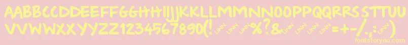 Wishlist2009bold-Schriftart – Gelbe Schriften auf rosa Hintergrund
