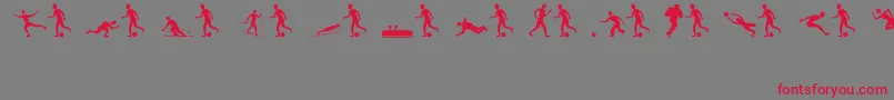 SportsfiguresRegular-Schriftart – Rote Schriften auf grauem Hintergrund