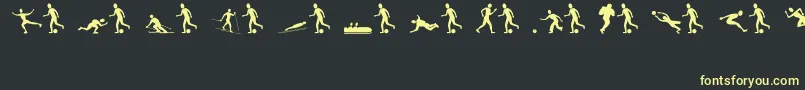 フォントSportsfiguresRegular – 黒い背景に黄色の文字