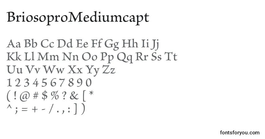 Czcionka BriosoproMediumcapt – alfabet, cyfry, specjalne znaki
