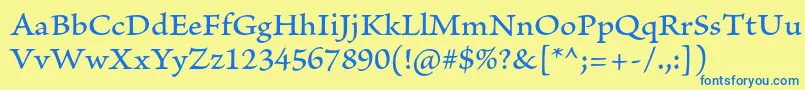 フォントBriosoproMediumcapt – 青い文字が黄色の背景にあります。