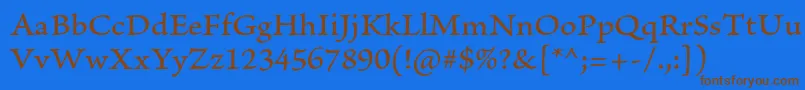 BriosoproMediumcapt Font – Brown Fonts on Blue Background
