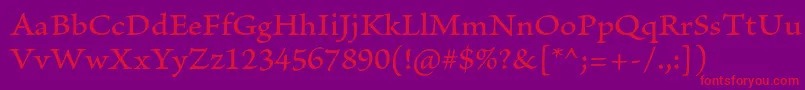 フォントBriosoproMediumcapt – 紫の背景に赤い文字